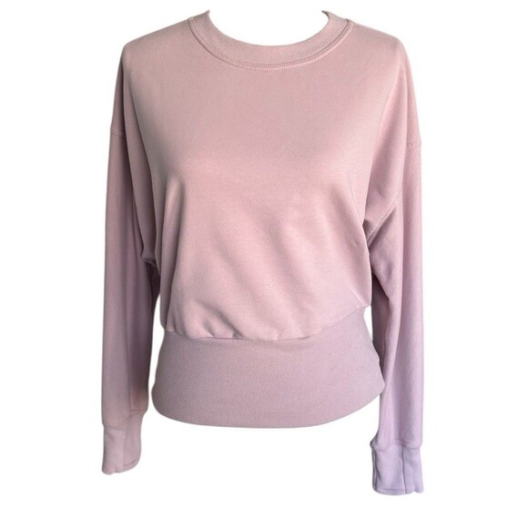 Athleta Retroterry Cropped Sweatshirt Wide Waistband Women's Small Smoked Mauve - Picture 2 of 13
